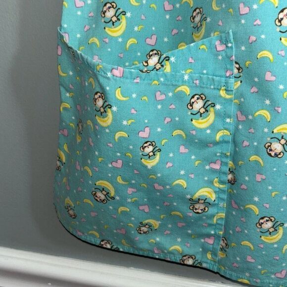 Scrubs by Nick & Sarah little monkey & banana print two pocket scrub top 1X - Picture 2 of 9